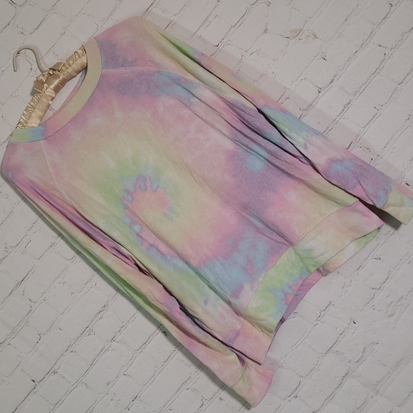 2019 Victorias Secret PINK Pastel Rainbow Tie Dye Long Sleeve Tee Womens XS - Picture 3 of 15